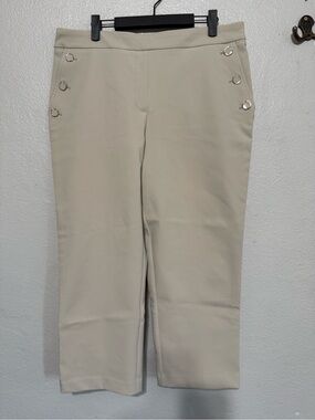 Rachel Zoe Cream Pull-On Pants with Silver Ring Accents
